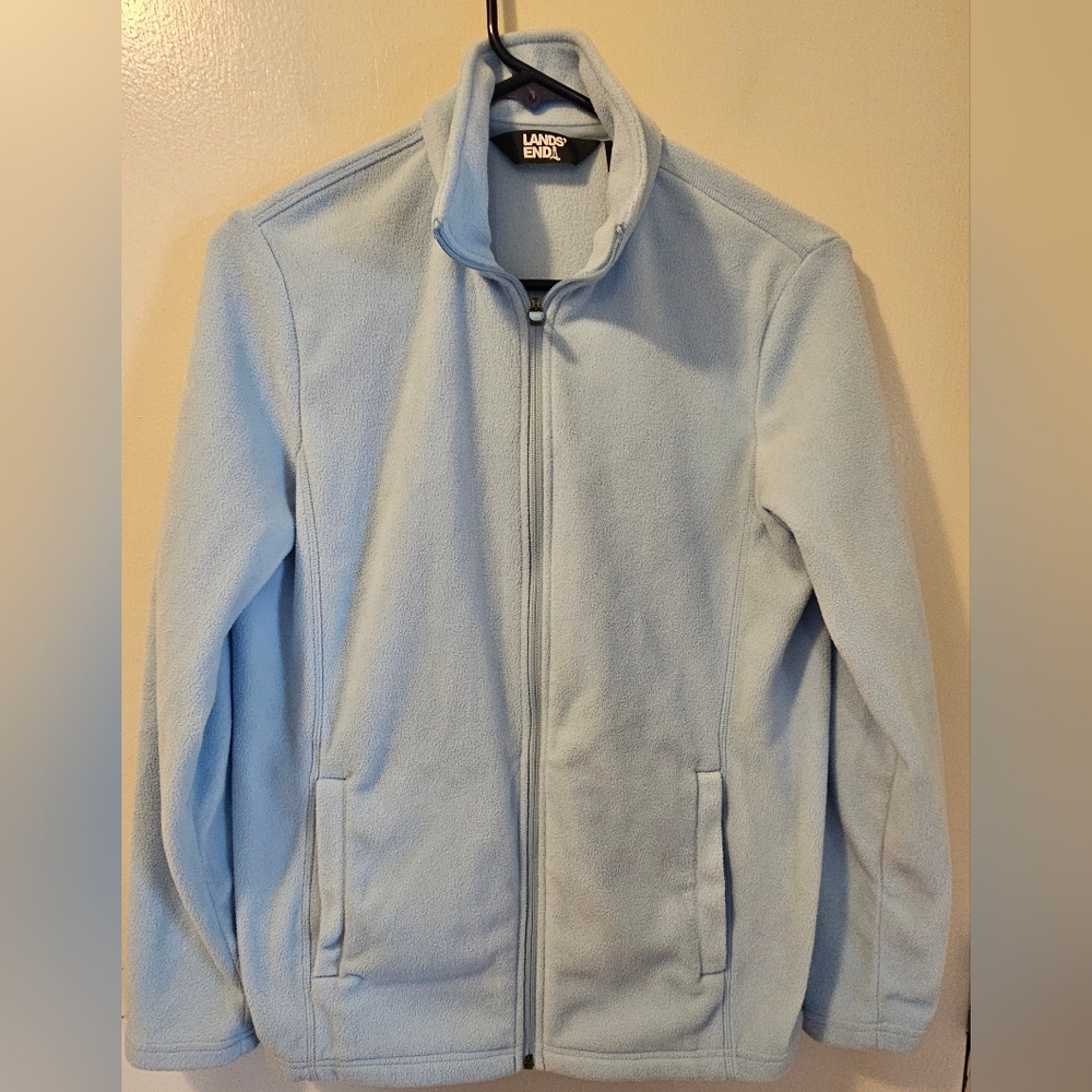 Lands End Women's Fleece Full Zip Jacket Lightweight Blue Size S